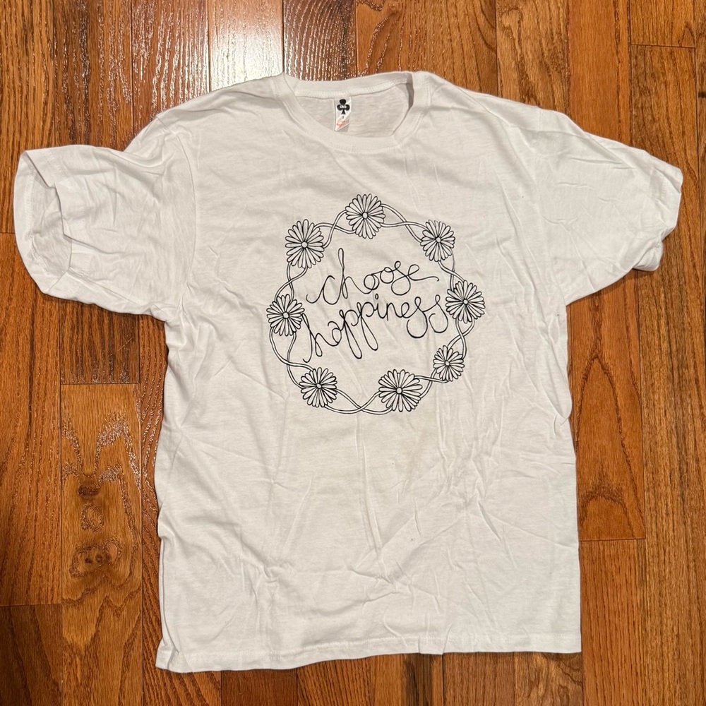 Keep it Bright "Choose Happiness" - Celeb Fave Graphic T-Shirt w Floral Design - Picture 2 of 3